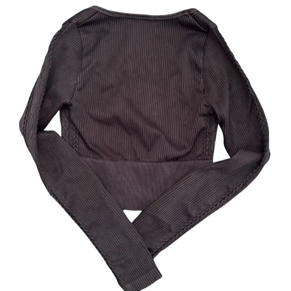 Offline by Aerie Ribbed Crop Top - Black, XS, NWOT
